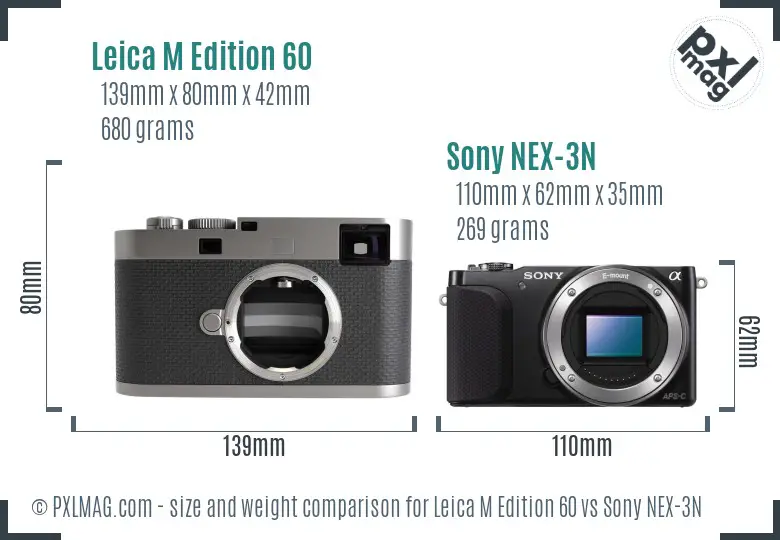 Leica M Edition 60 vs Sony NEX-3N size comparison