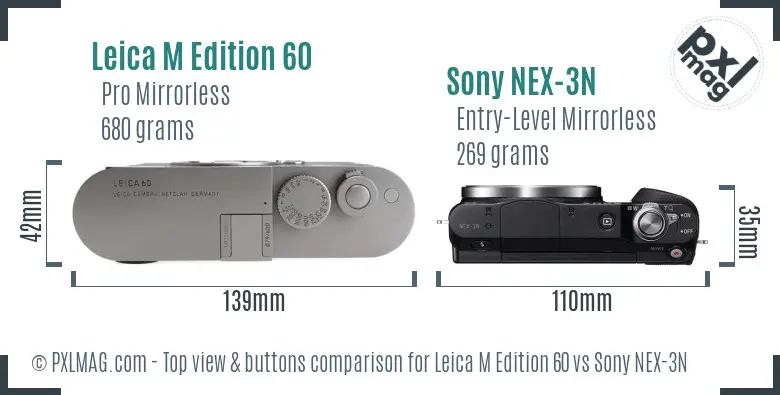 Leica M Edition 60 vs Sony NEX-3N top view buttons comparison