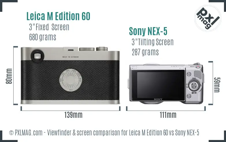 Leica M Edition 60 vs Sony NEX-5 Screen and Viewfinder comparison