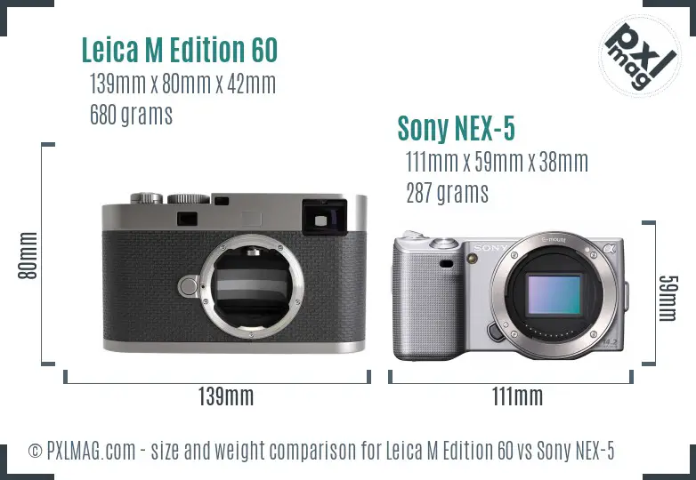Leica M Edition 60 vs Sony NEX-5 size comparison