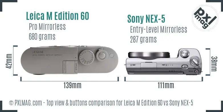Leica M Edition 60 vs Sony NEX-5 top view buttons comparison