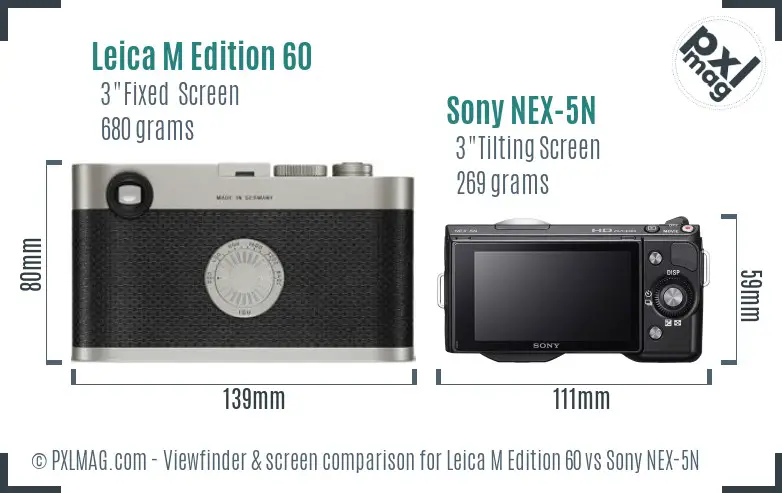 Leica M Edition 60 vs Sony NEX-5N Screen and Viewfinder comparison