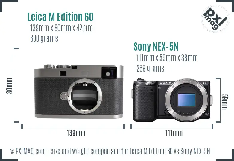 Leica M Edition 60 vs Sony NEX-5N size comparison