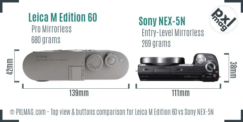Leica M Edition 60 vs Sony NEX-5N top view buttons comparison