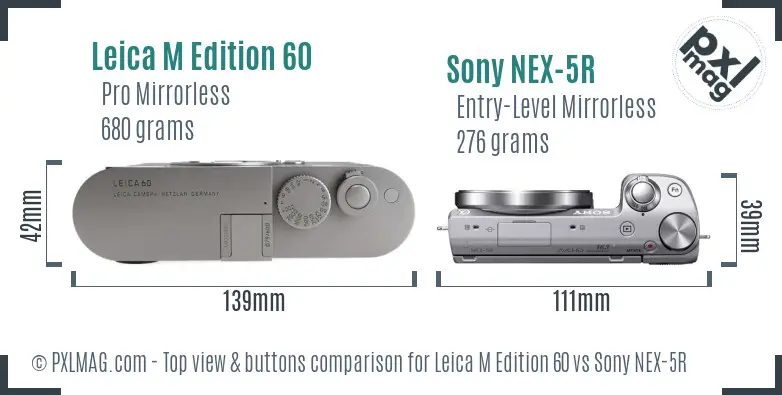 Leica M Edition 60 vs Sony NEX-5R top view buttons comparison