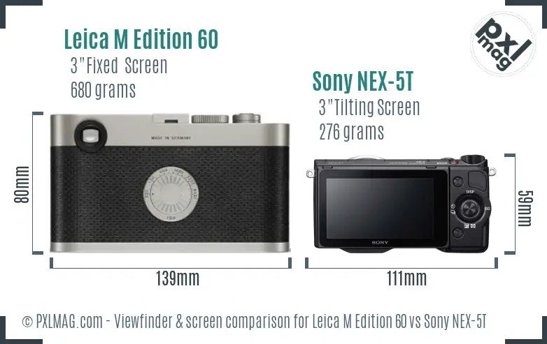 Leica M Edition 60 vs Sony NEX-5T Screen and Viewfinder comparison