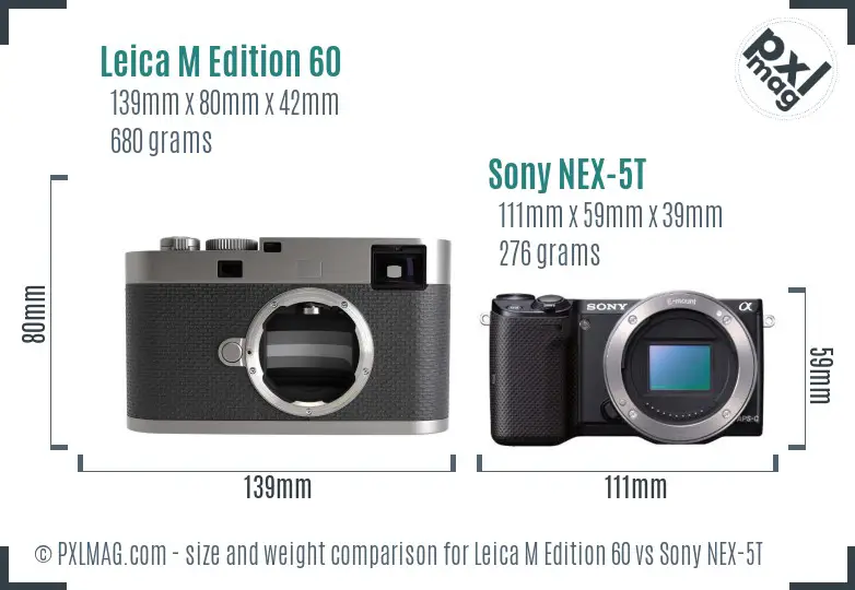 Leica M Edition 60 vs Sony NEX-5T size comparison