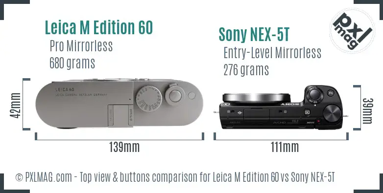 Leica M Edition 60 vs Sony NEX-5T top view buttons comparison