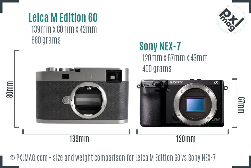 Leica M Edition 60 vs Sony NEX-7 size comparison