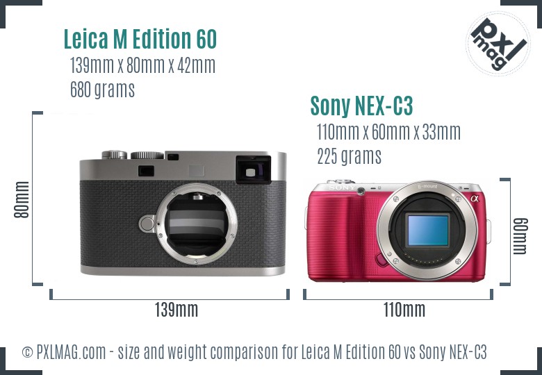 Leica M Edition 60 vs Sony NEX-C3 size comparison