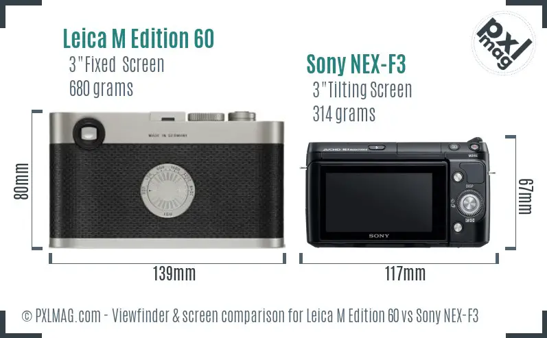 Leica M Edition 60 vs Sony NEX-F3 Screen and Viewfinder comparison