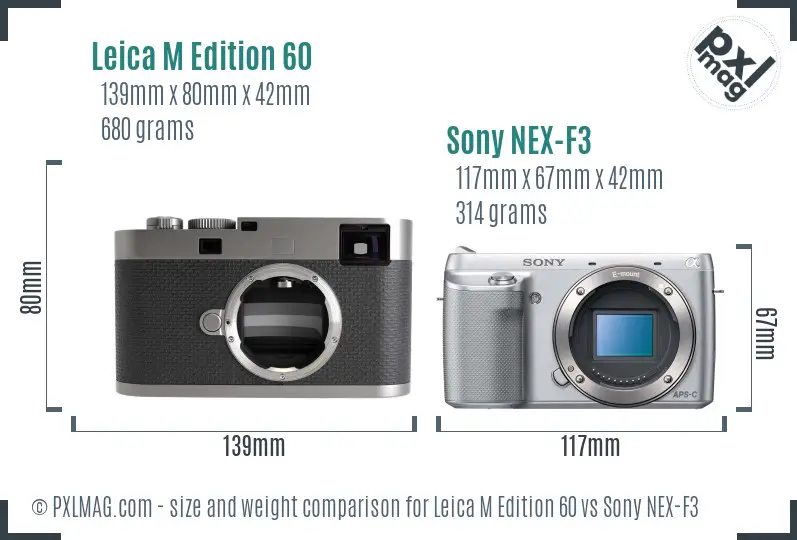Leica M Edition 60 vs Sony NEX-F3 size comparison