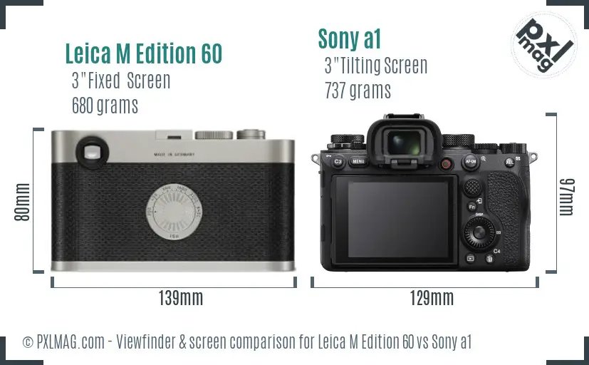 Leica M Edition 60 vs Sony a1 Screen and Viewfinder comparison