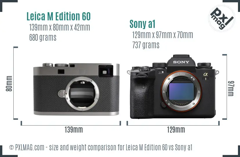 Leica M Edition 60 vs Sony a1 size comparison