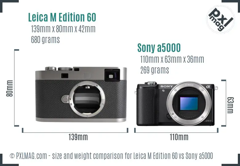 Leica M Edition 60 vs Sony a5000 size comparison