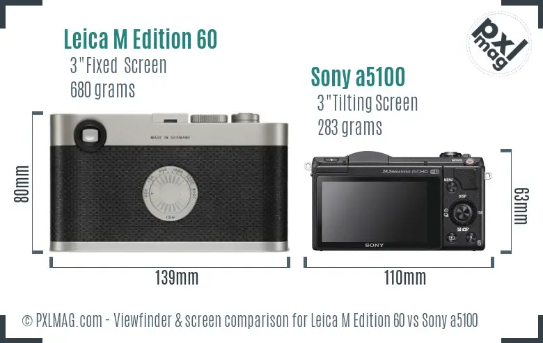 Leica M Edition 60 vs Sony a5100 Screen and Viewfinder comparison