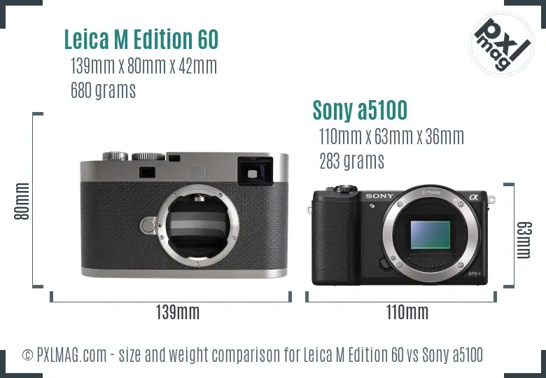 Leica M Edition 60 vs Sony a5100 size comparison