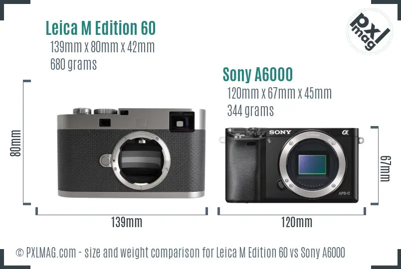 Leica M Edition 60 vs Sony A6000 size comparison