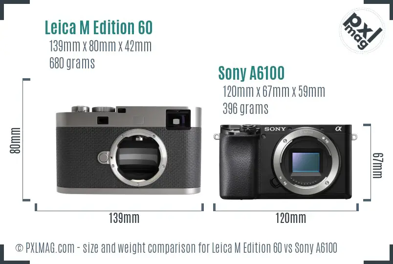 Leica M Edition 60 vs Sony A6100 size comparison