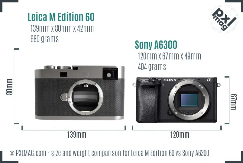 Leica M Edition 60 vs Sony A6300 size comparison