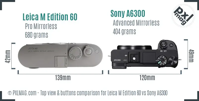 Leica M Edition 60 vs Sony A6300 top view buttons comparison