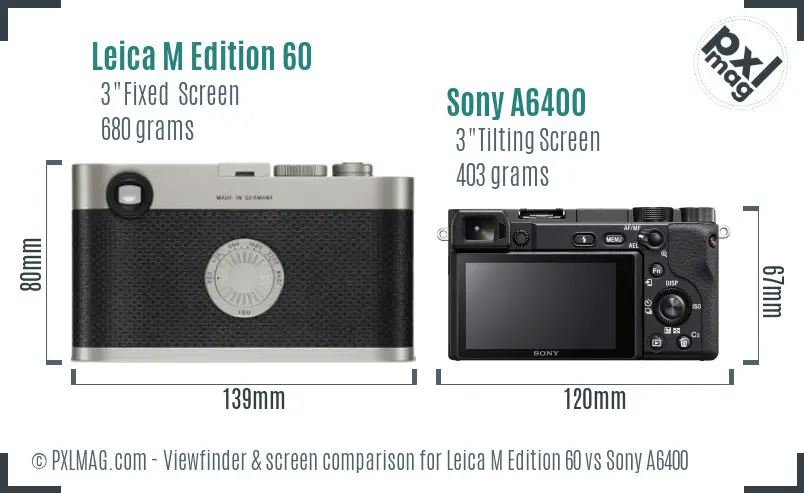 Leica M Edition 60 vs Sony A6400 Screen and Viewfinder comparison