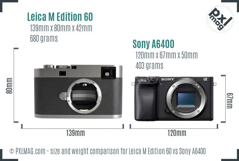 Leica M Edition 60 vs Sony A6400 size comparison