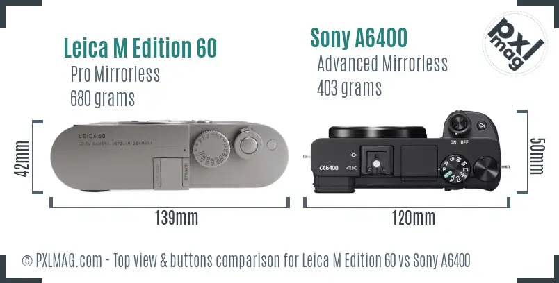 Leica M Edition 60 vs Sony A6400 top view buttons comparison