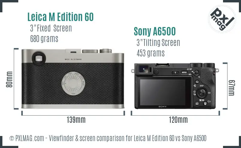 Leica M Edition 60 vs Sony A6500 Screen and Viewfinder comparison