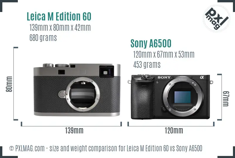 Leica M Edition 60 vs Sony A6500 size comparison
