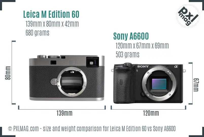 Leica M Edition 60 vs Sony A6600 size comparison