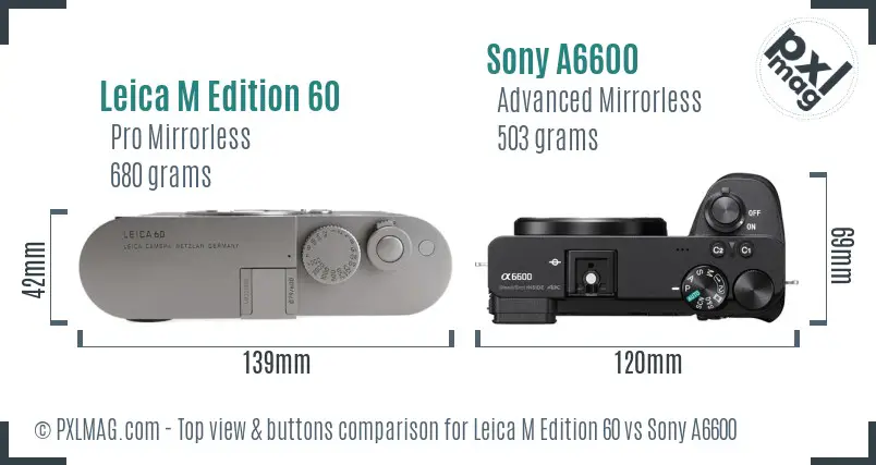 Leica M Edition 60 vs Sony A6600 top view buttons comparison