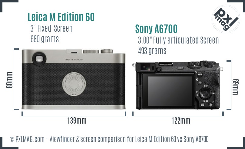 Leica M Edition 60 vs Sony A6700 Screen and Viewfinder comparison