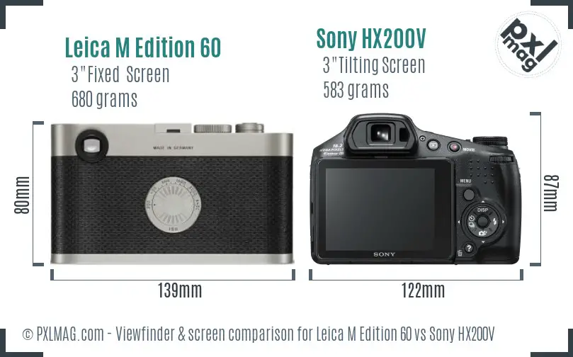 Leica M Edition 60 vs Sony HX200V Screen and Viewfinder comparison