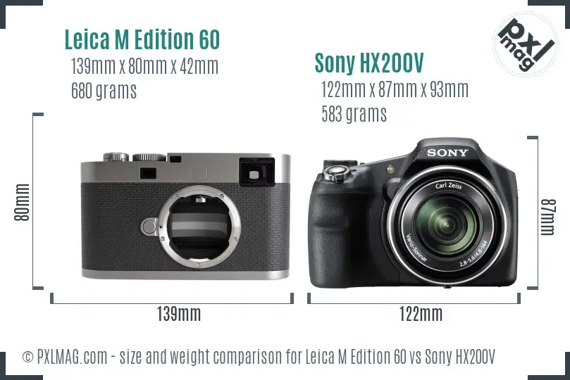 Leica M Edition 60 vs Sony HX200V size comparison