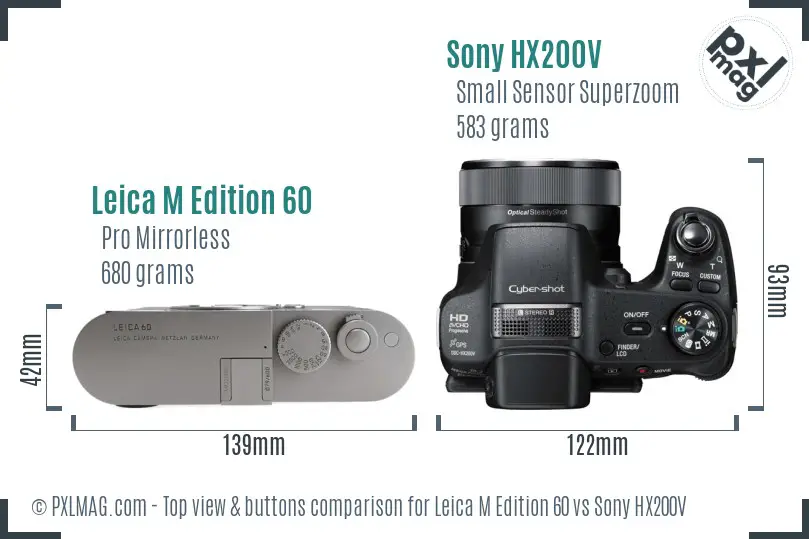 Leica M Edition 60 vs Sony HX200V top view buttons comparison