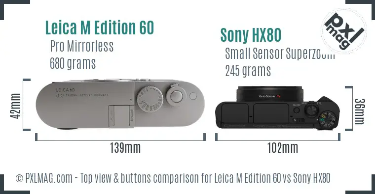 Leica M Edition 60 vs Sony HX80 top view buttons comparison