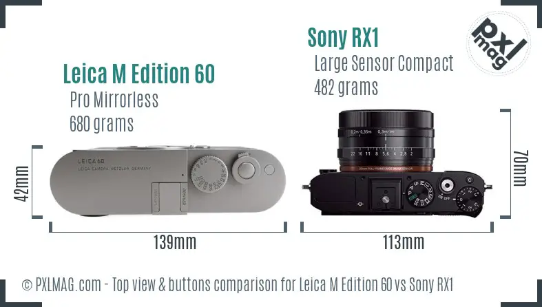 Leica M Edition 60 vs Sony RX1 top view buttons comparison
