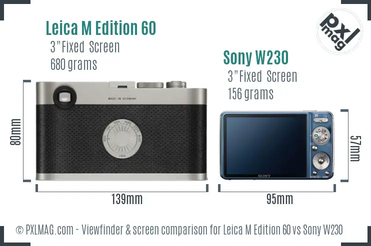 Leica M Edition 60 vs Sony W230 Screen and Viewfinder comparison