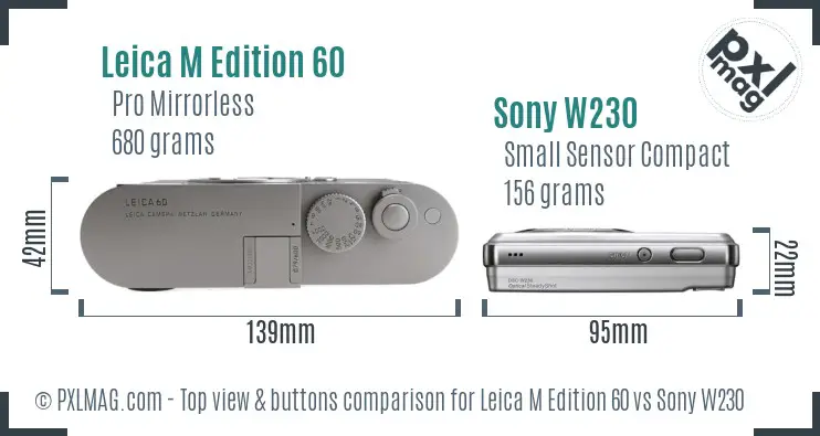 Leica M Edition 60 vs Sony W230 top view buttons comparison