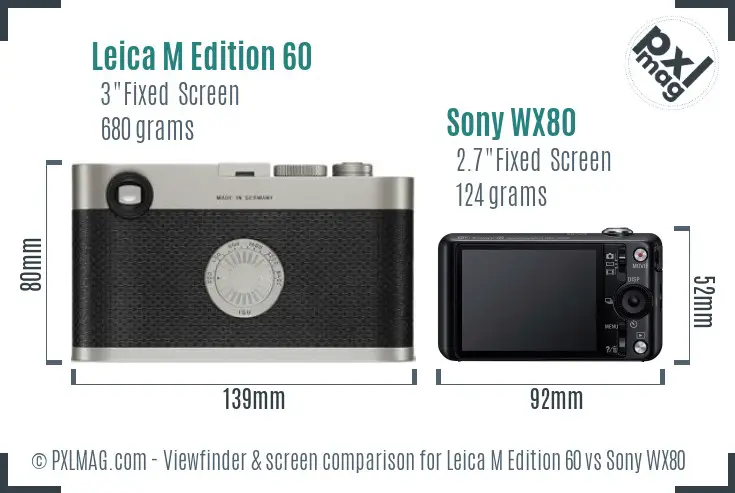 Leica M Edition 60 vs Sony WX80 Screen and Viewfinder comparison