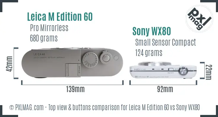 Leica M Edition 60 vs Sony WX80 top view buttons comparison