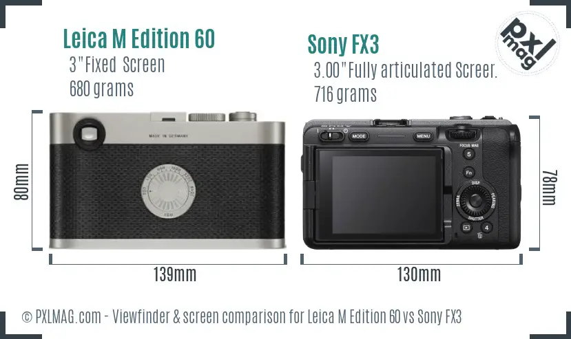 Leica M Edition 60 vs Sony FX3 Screen and Viewfinder comparison