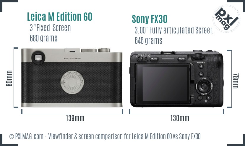 Leica M Edition 60 vs Sony FX30 Screen and Viewfinder comparison