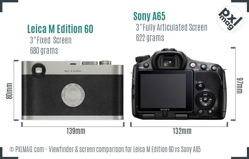 Leica M Edition 60 vs Sony A65 Screen and Viewfinder comparison