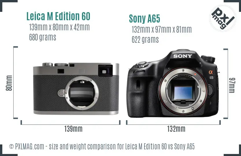 Leica M Edition 60 vs Sony A65 size comparison