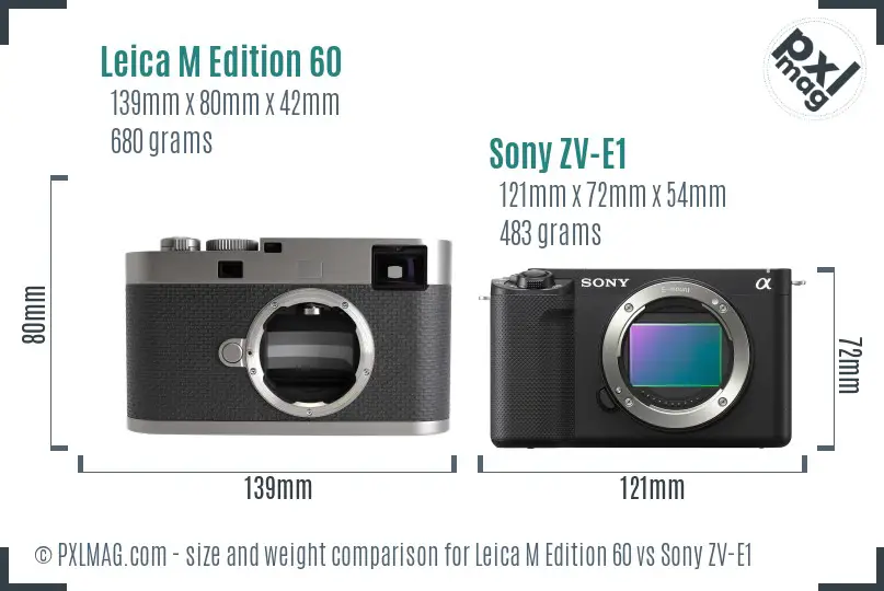 Leica M Edition 60 vs Sony ZV-E1 size comparison