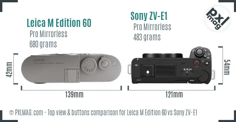 Leica M Edition 60 vs Sony ZV-E1 top view buttons comparison