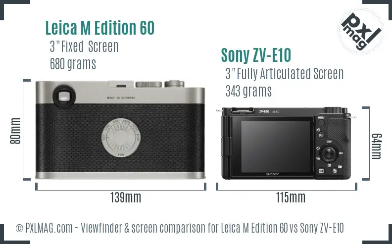 Leica M Edition 60 vs Sony ZV-E10 Screen and Viewfinder comparison