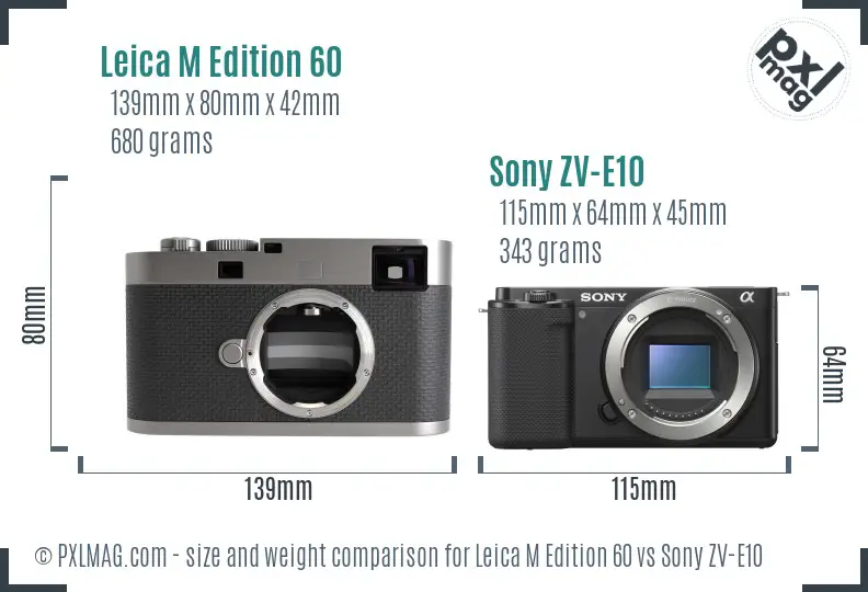 Leica M Edition 60 vs Sony ZV-E10 size comparison